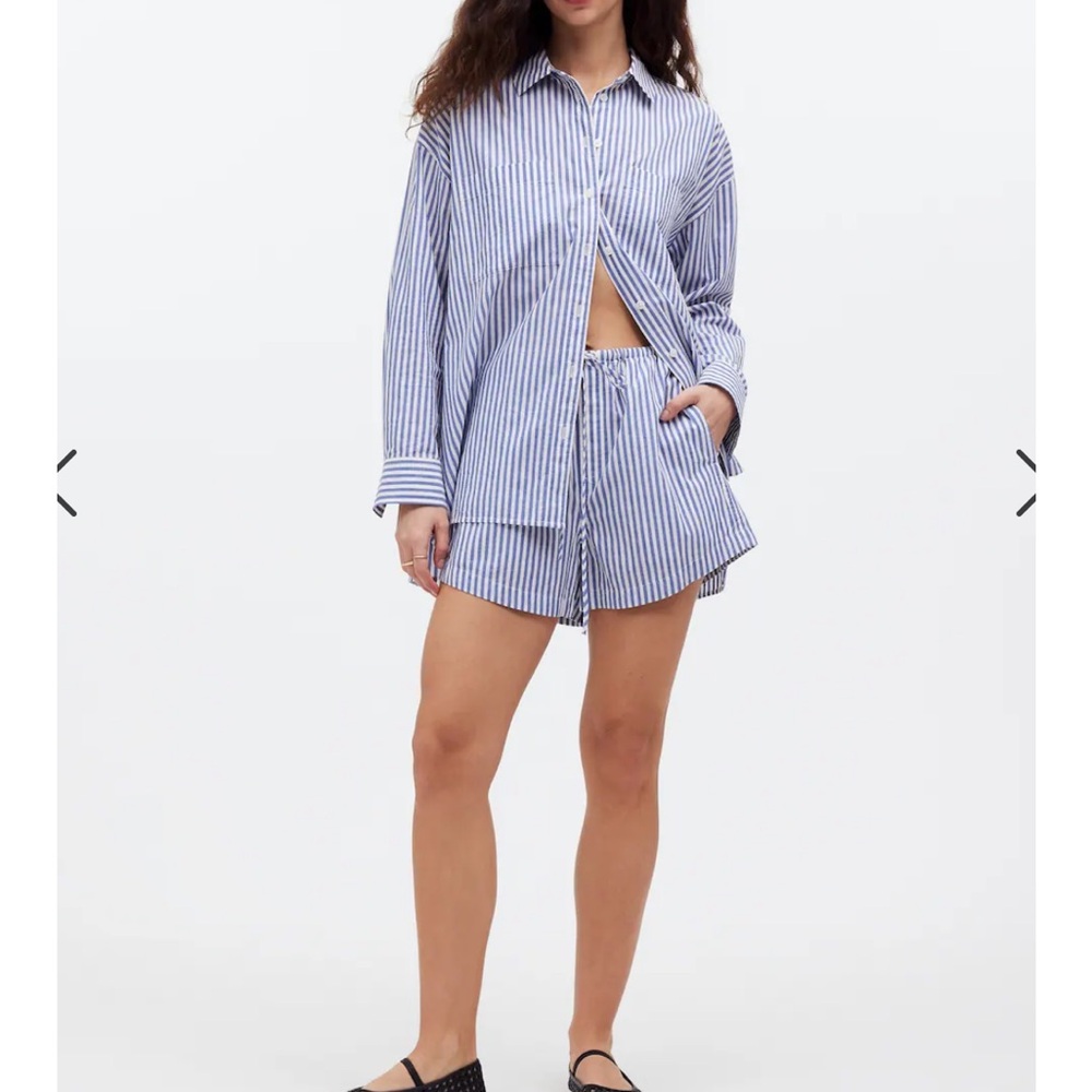 Madewell high-rise mid length drawstring poplin shorts